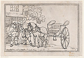 Boy Bringing Round a Citizen's Curricle, Thomas Rowlandson  British, Etching and aquatint