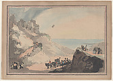Departure of Blanchard and Jeffries' Balloon from Dover, January 7, 1785, Thomas Rowlandson  British, Hand-colored etching