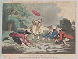 Frog Hunting, Thomas Rowlandson  British, Etching and aquatint, hand-colored