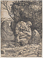 Hercules and the Nemean Lion, Ugo da Carpi  Italian, Chiaroscuro woodcut from two blocks in pale green