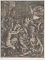 Hercules chasing Avarice from the temple of the Muses, Ugo da Carpi  Italian, Chiaroscuro woodcut from two blocks in brown