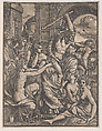 Hercules chasing Avarice from the Temple of the Muses, Ugo da Carpi (Italian, Carpi ca. 1480–1532 Bologna), Chiaroscuro woodcut from two blocks in green