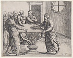 Judas Receiving the Wages of His Treason, from Old and New Testaments, Augustin Hirschvogel German, Etching