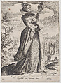 Pride, from "Virtues and Vices", Zacharias Dolendo  Netherlandish, Engraving; New Hollstein's  first of two