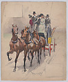 Group of People on a Coach drawn by Four Horses, Thure de Thulstrup  American, born Sweden, Watercolor