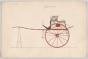 Tandem Cart # 4167, Brewster & Co. American, Pen and black ink, watercolor and gouache