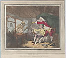 The Doctor Dismissing Death, Peter Simon British, Hand-colored etching and aquatint