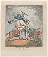 A Land Storm, or Jack Tars Out of Their Element, Thomas Rowlandson  British, Hand-colored etching