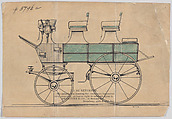 Design for Roof Seat Break, no. 3796a, Brewster & Co. American, Graphite, pen and black ink, watercolor and gouache with ink stamp