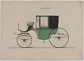 Design for Coupé, no. 3976, Brewster & Co.  American, Pen and black ink, watercolor and gouache with gum arabic