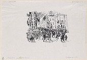 Outbreak of the Fire at the Fair (Ausbruch Der Feuersbrunst Auf Dem Jahrmarkt), from Novelle, Max Liebermann  German, Line block; proof