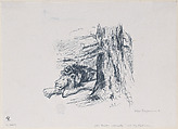 The Lion Lying Behind a Thick Tree Trunk (Der Hinter Einem Dicken Baumstamm Liegende Löwe), from Novelle, After Max Liebermann (German, Berlin 1847–1935 Berlin), Line block; proof