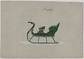 Design for 4 Seat Sleigh, no. 3868, Brewster & Co. American, Pen and black ink, watercolor and gouache with gum arabic
