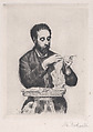 Portrait of Emile Soldi, Marcellin Desboutin  French, Drypoint; second state of two