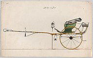 Carriage design for a Curricle, no. 4070, Brewster & Co.  American, Pen and black ink, watercolor and gouache with gum arabic