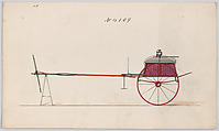 Design for Dog Cart or 2 Wheeler, no. 4109, Brewster & Co.  American, Pen and black ink, watercolor and gouache with gum arabic