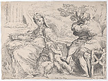 Holy Family with St. John the Baptist, Anne Claude Philippe de Tubières, comte de Caylus (French, Paris 1692–1765 Paris), Etching