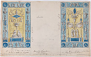 Designs for wall panels, Anonymous, French, 19th century, Pen and ink and watercolor