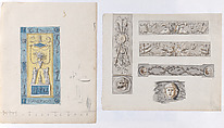 Designs for wall panels, Anonymous, French, 19th century, Pen and ink and watercolor