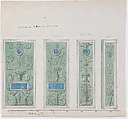 Designs for wall panels, Anonymous, French, 19th century, Pen and ink and watercolor