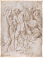 Study for Raising Lazarus ? (recto); Two Standing Men (verso), Stefano dall' Arzere (Italian, active Padua, 1540–75), Pen and brown ink, with some brush and brown wash