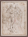 Study for Raising Lazarus ? (recto); Two Standing Men (verso), Stefano dall' Arzere (Italian, active Padua, 1540–75), Pen and brown ink, with some brush and brown wash
