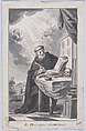 Saint Benedetto dell’Antella seated and writing in a book, Anonymous, Italian, 19th century (?) Italian, Pen and gray ink, brush and gray wash, over red chalk; framing lines in pen and gray ink