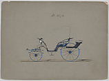 Design for Pony Phaeton, no. 3594, Brewster & Co. American, Pen and black ink, watercolor and gouache with gum arabic