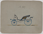 Design for Pony Phaeton, no. 3687, Brewster & Co. American, Pen and black ink, watercolor and gouache with gum arabic