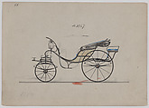 Design for Pony Phaeton, no. 3967, Brewster & Co. American, Graphite, pen and black ink, watercolor and gouache with crayon marks