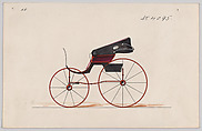 Design for Pony Phaeton, no. 4095, Brewster & Co. American, Pen and black ink, watercolor and gouache with gum arabic