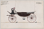 Design for Landau, No. 3201a, Brewster & Co. (American, New York), Pen and black ink, watercolor and gouache with gum arabic