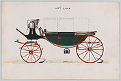 Design for Landau, No. 3300, Brewster & Co. American, Pen and black ink, watercolor and gouache with gum arabic and metallic ink