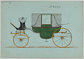 Design for Landau, No. 4057, Brewster & Co.  American, Pen and black ink, watercolor and gouache with gum arabic