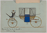 Design for Landau, No. 4060, Brewster &amp; Co. (American, New York), Pen and black ink, watercolor and gouache with gum arabic and metallic ink