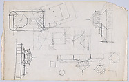 Design Sketches for a Memorial Library (recto and verso) (possibly the Winn Memorial Library, Woburn, Massachusetts), Attributed to Henry Hobson Richardson (1836–1886), Graphite