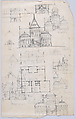 Design Sketches for a Memorial Library (recto and verso) (possibly the Winn Memorial Library, Woburn, Massachusetts), Attributed to Henry Hobson Richardson (1836–1886), Graphite