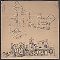 House Elevation and Plan, Arthur Little  American, Pen and ink