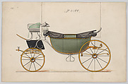 Design for Landau, No. 4100, Brewster & Co. (American, New York), Pen and black ink, watercolor and gouache with gum arabic