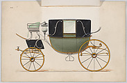 Design for Landau, No. 4100, Brewster &amp; Co. (American, New York), Pen and black ink, watercolor and gouache with gum arabic