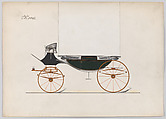 Design for Landau, No. 3002, Brewster &amp; Co. (American, New York), Pen and black ink, watercolor and gouache with gum arabic and metallic ink