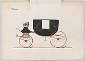 Design for Landau, No. 3002, Brewster &amp; Co. (American, New York), Pen and black ink, watercolor and gouache with gum arabic and metallic ink