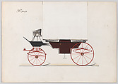 Design for Landau, No. 3003, Brewster & Co. (American, New York), Pen and black ink, watercolor and gouache with gum arabic and metallic ink