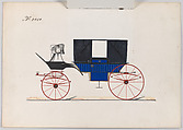 Design for Landau, No. 3006, Brewster &amp; Co. (American, New York), Pen and black ink, watercolor and gouache with gum arabic and metallic ink