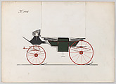 Design for Landau, No. 3020, Brewster & Co. (American, New York), Pen and black ink, watercolor and gouache with gum arabic and metallic ink