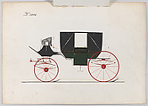 Design for Landau, No. 3020, Brewster &amp; Co. (American, New York), Pen and black ink, watercolor and gouache with gum arabic and metallic ink