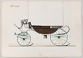 Design for Landau, No. 3025, Brewster & Co.  American, Pen and black ink, watercolor and gouache with gum arabic and metallic ink