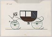 Design for Landau, No. 3025, Brewster &amp; Co. (American, New York), Pen and black ink, watercolor and gouache with gum arabic and metallic ink
