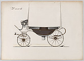 Design for Landau, No. 3050a, Brewster & Co. (American, New York), Pen and black ink, watercolor and gouache  with gum arabic