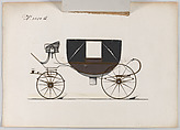 Design for Landau, No. 3050a, Brewster &amp; Co. (American, New York), Pen and black ink, watercolor and gouache  with gum arabic